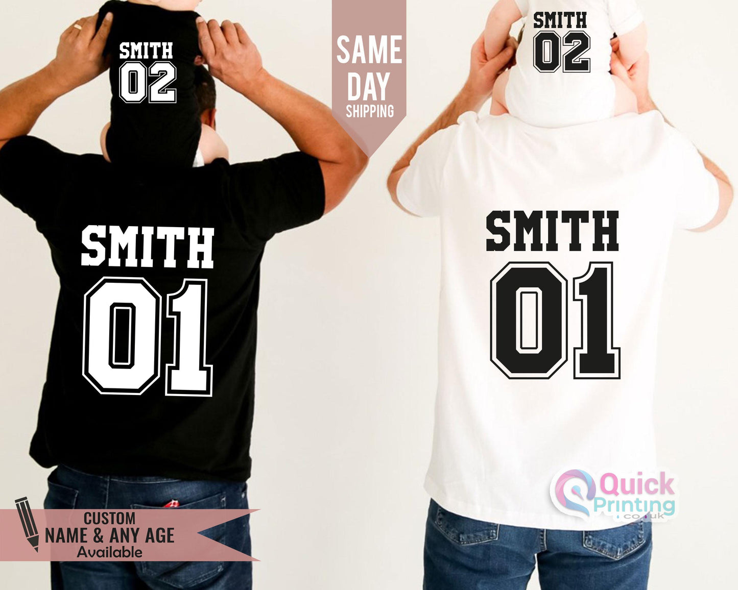 Personalized Father's Day Football T-Shirts: Dad & Son Matching