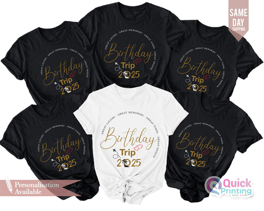 Personalized Birthday Trip 2025 T-Shirt: Birthday Squad Matching Tees