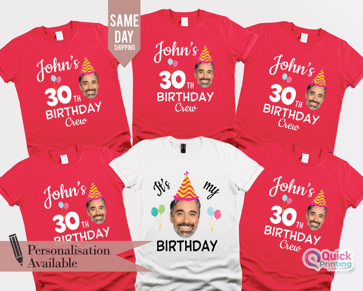 Custom 30th Birthday Photo Shirt: Personalized Face Party Tee