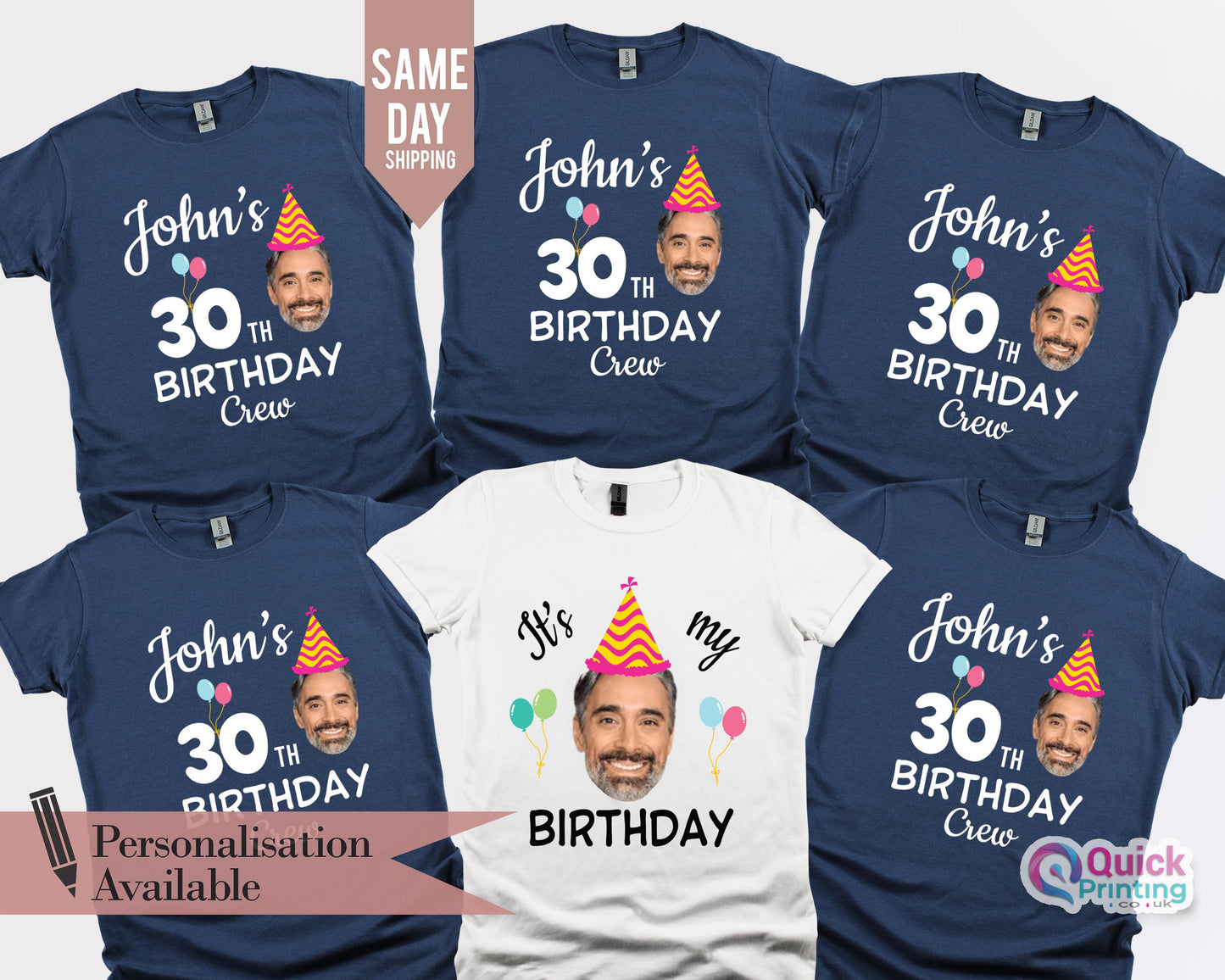 Custom 30th Birthday Photo Shirt: Personalized Face Party Tee
