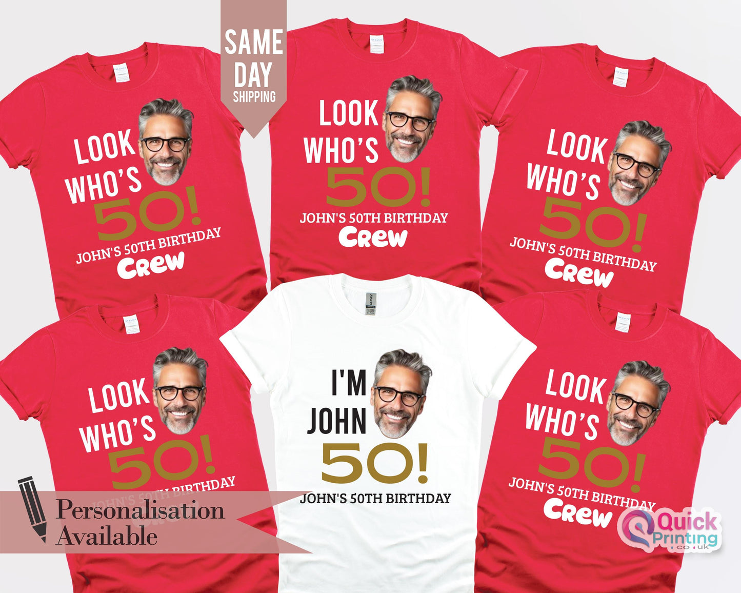 Custom 50th Birthday Shirt: Personalized Face Photo Party Tee