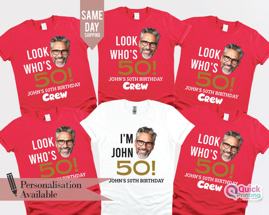 Custom 50th Birthday Shirt: Personalized Face Photo Party Tee