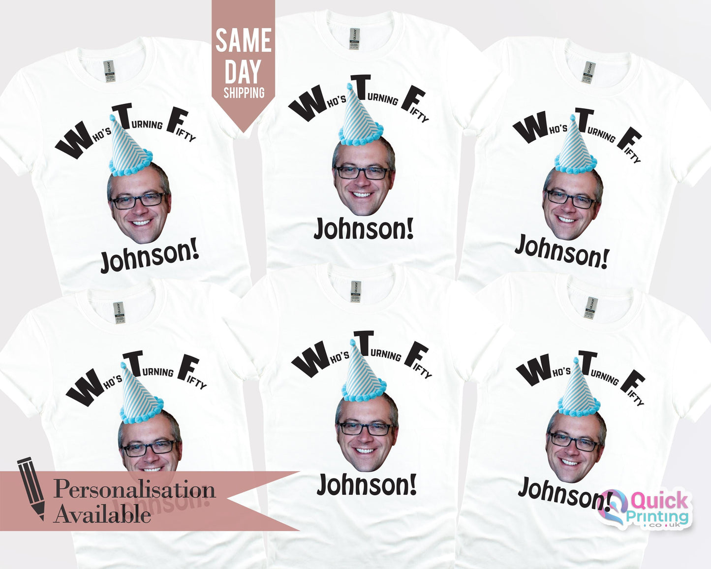Custom 50th Birthday Face Shirt: Personalized Photo Gift