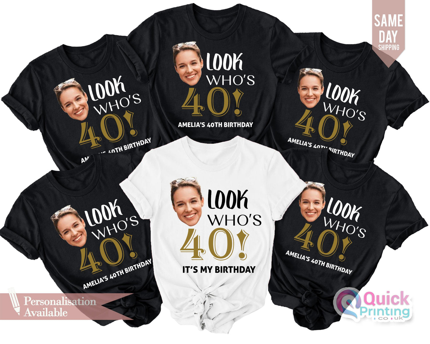 Custom 50th Birthday Photo Shirt: Matching Party Group Tee