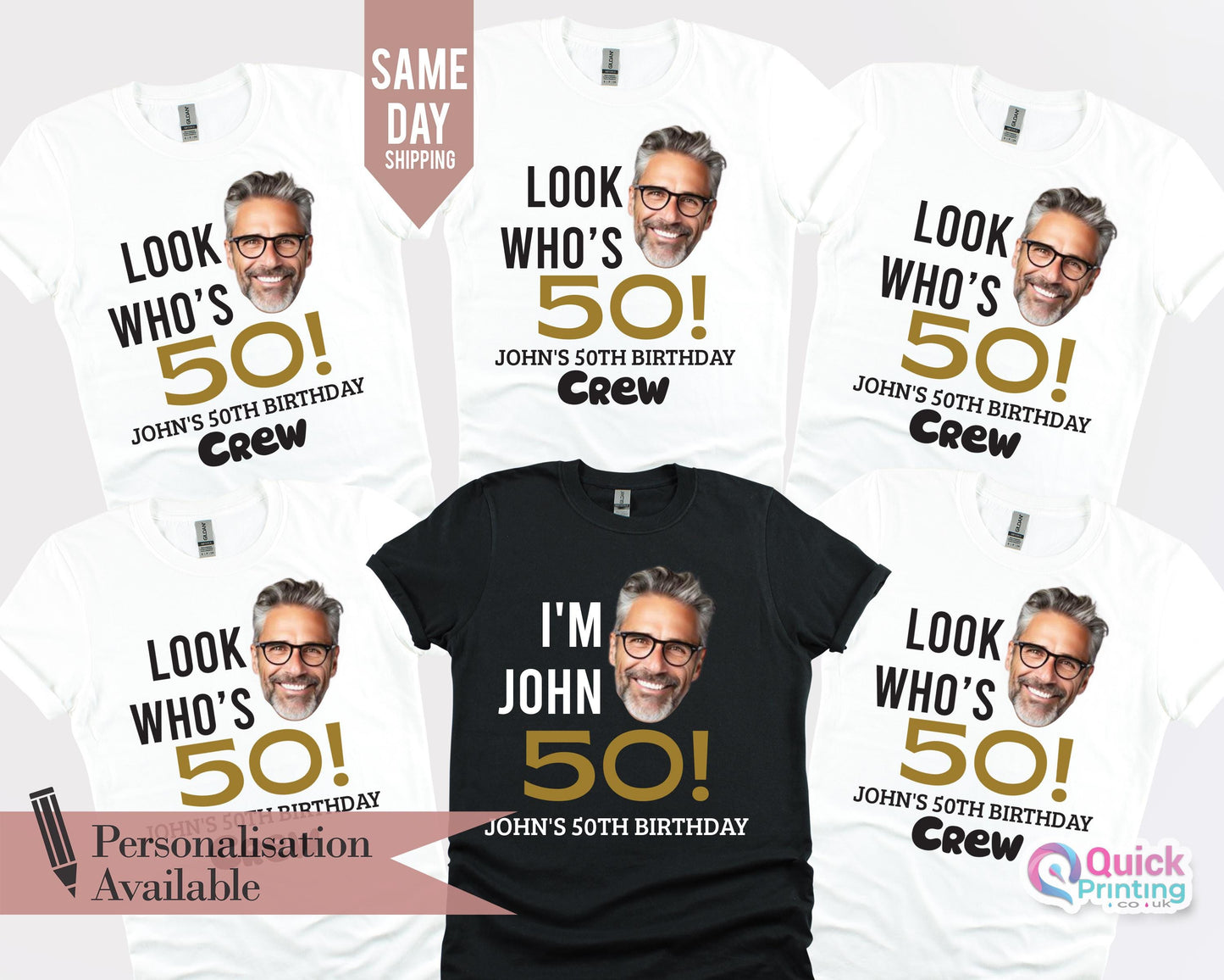 Custom 50th Birthday Shirt: Personalized Face Photo Party Tee