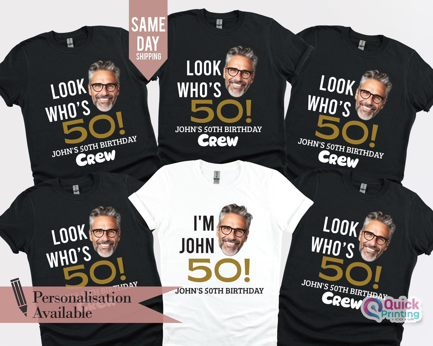 Custom 50th Birthday Shirt: Personalized Face Photo Party Tee