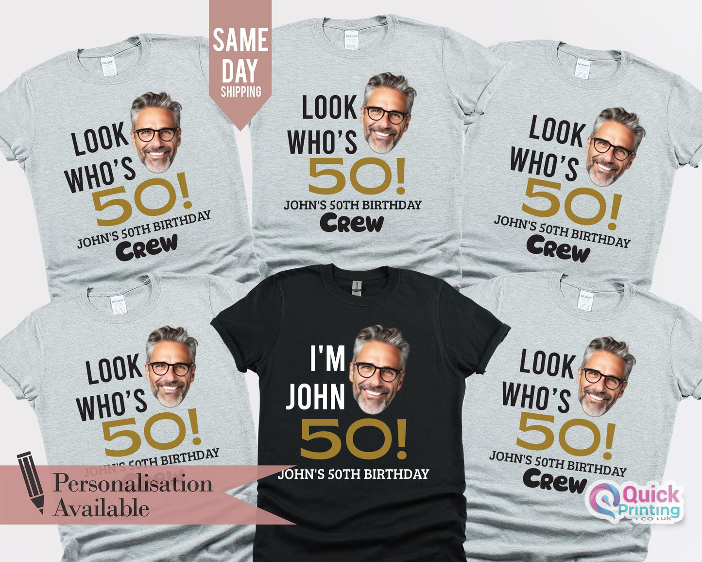 Custom 50th Birthday Shirt: Personalized Face Photo Party Tee