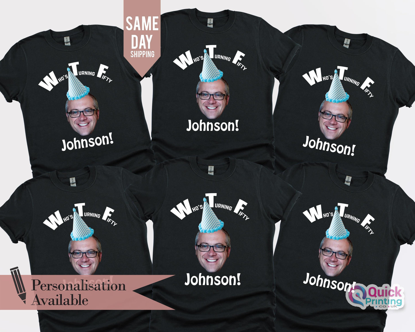 Custom 50th Birthday Face Shirt: Personalized Photo Gift