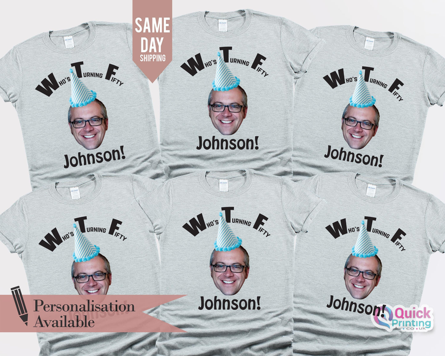 Custom 50th Birthday Face Shirt: Personalized Photo Gift