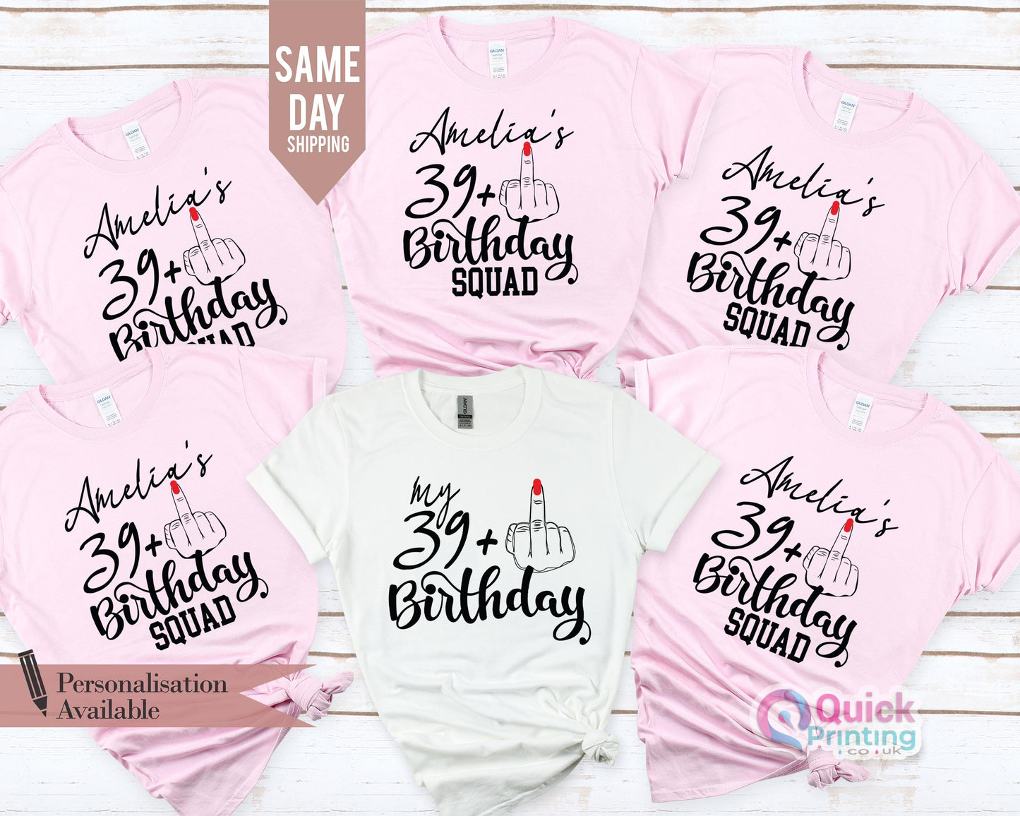 Funny 40th Birthday T-Shirt: I Am 39+ Middle Finger - Ladies Fitted Tee
