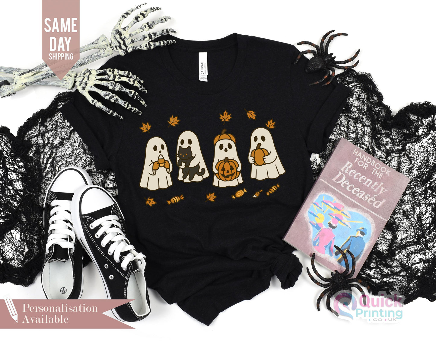 Fall Sweatshirt, spooky season shirt, Halloween Gifts for Kids, Vintage Halloween Pumpkin Spooky Season Sweater, Ghost And Pumpkin T-shirt