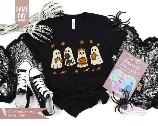 Fall Sweatshirt, spooky season shirt, Halloween Gifts for Kids, Vintage Halloween Pumpkin Spooky Season Sweater, Ghost And Pumpkin T-shirt