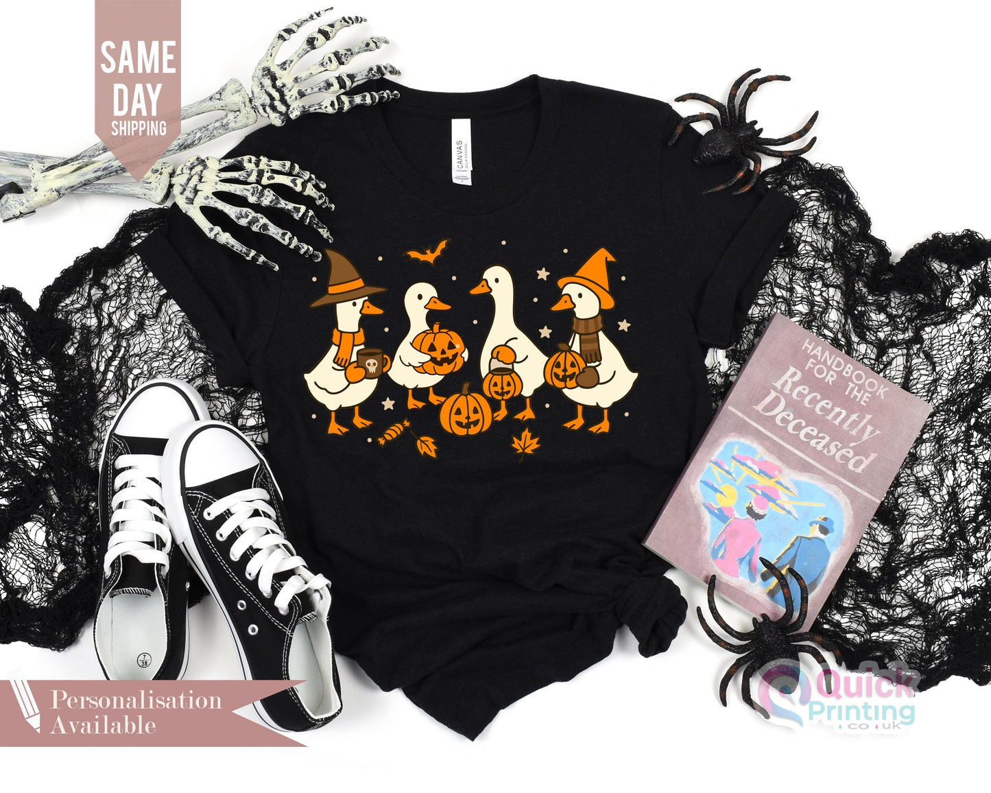 Halloween Ghost T-Shirt: Silly Goose Skeleton Pumpkin Costume