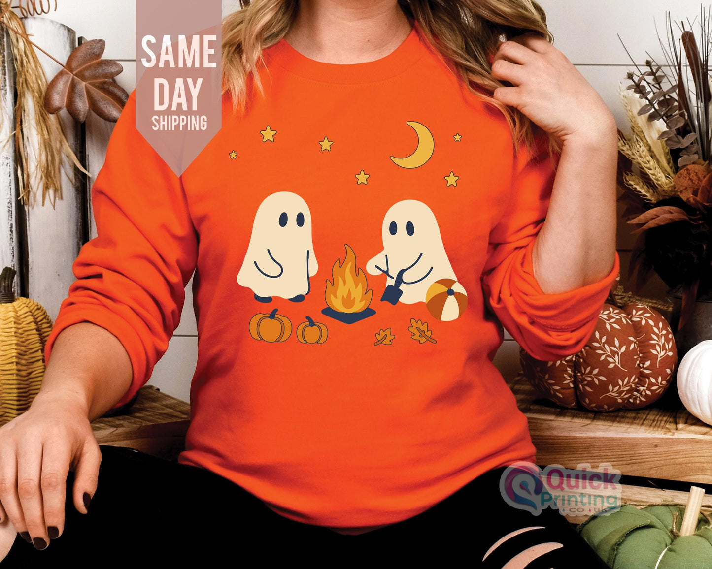 Halloween Sweatshirt, Cute Ghosts Camping Tee, Spooky Season Outdoors Gifts, ghosts camping, ghost sweatshirt, Halloween Vintage Sweatshirt