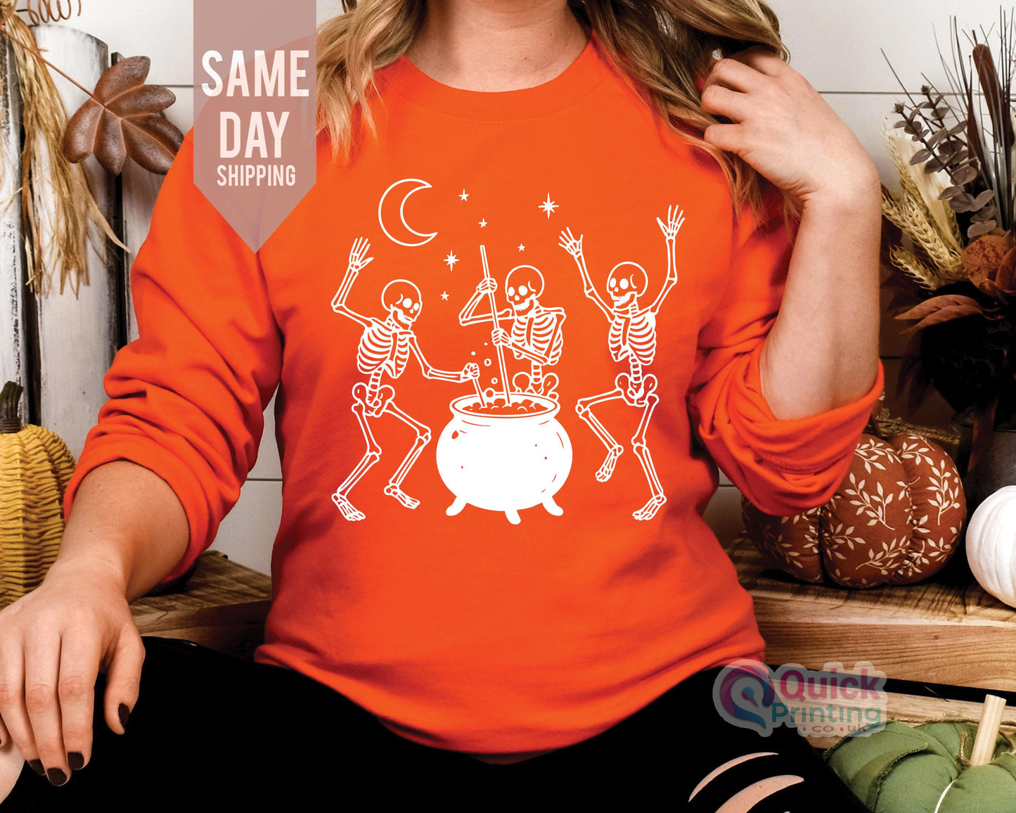 Dancing Skeleton Sweatshirt: 90s Vintage Style Halloween Jumper
