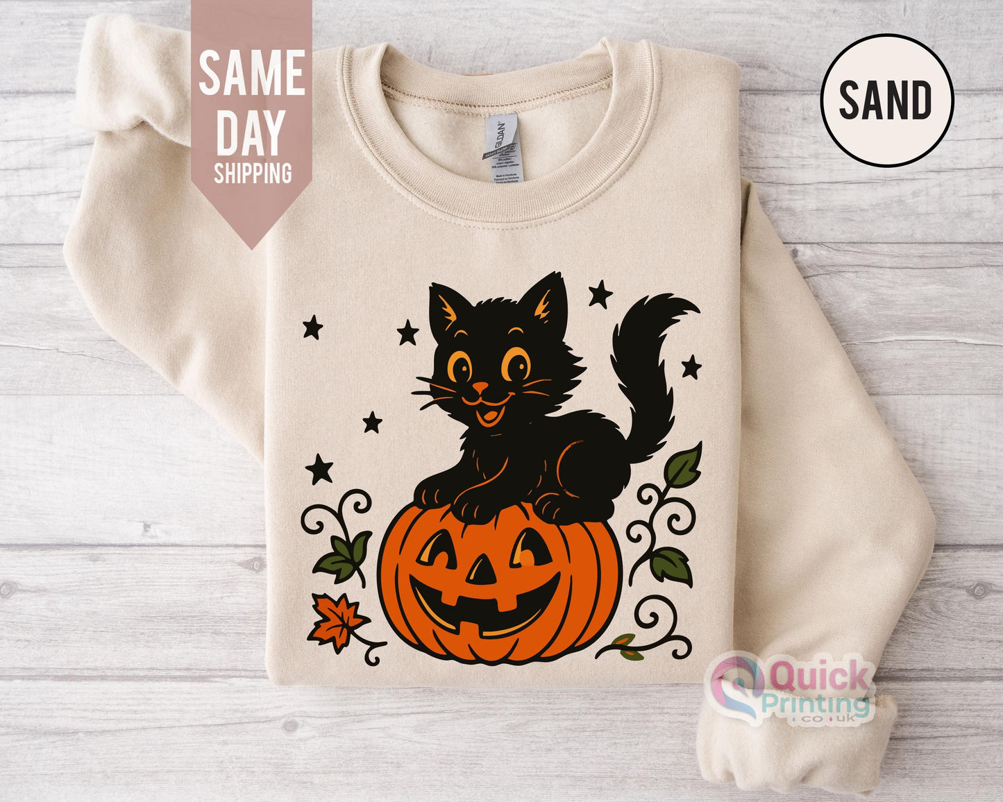 Vintage Black Cat Sweatshirt: Halloween Pumpkin Crewneck