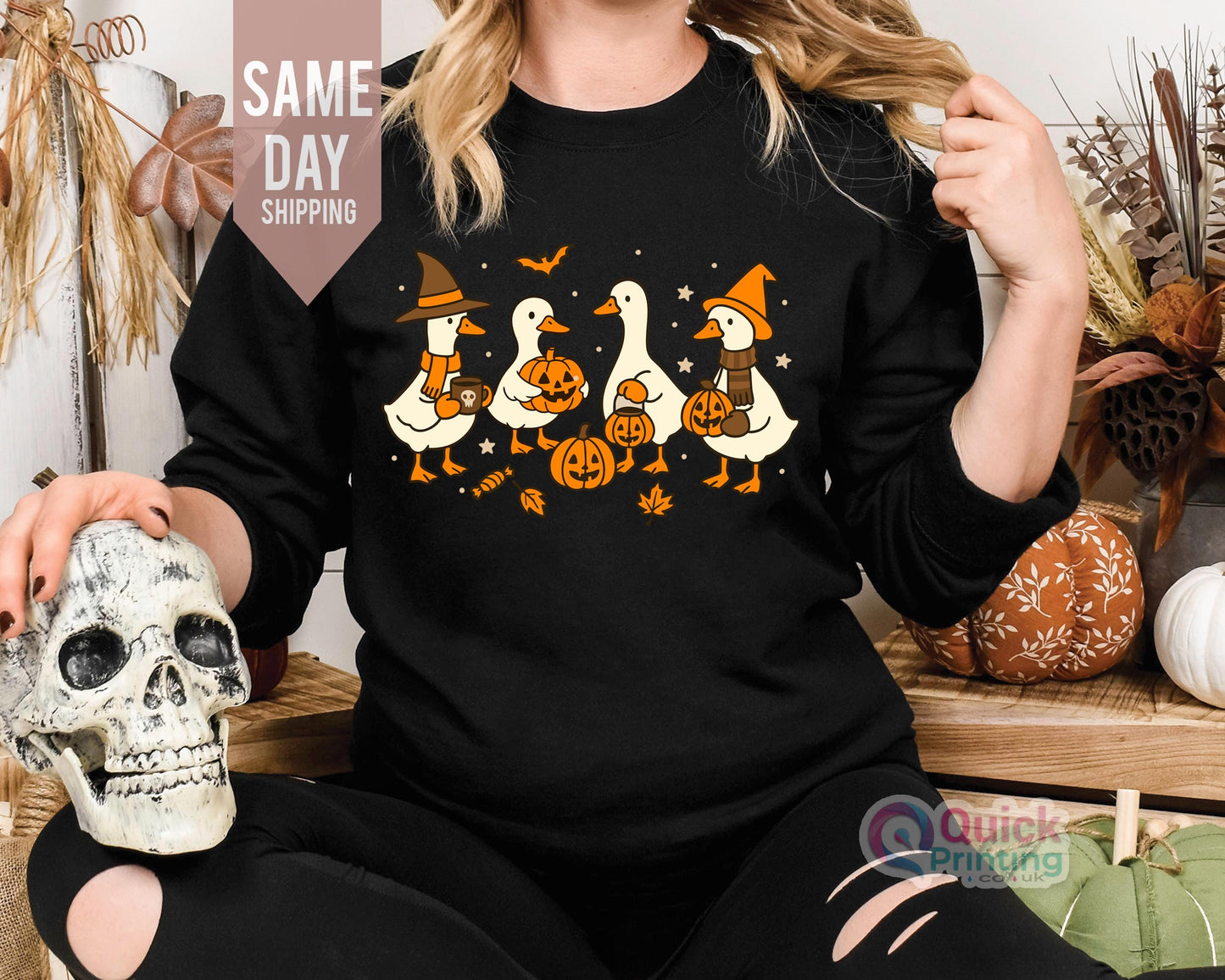 Goose Sweatshirt, Halloween Shirt, Cute Halloween Duck Shirt, Halloween Ghost Sweatshirt, Fall Shirt, Spooky Shirt, Pumpkin Costume Shirt