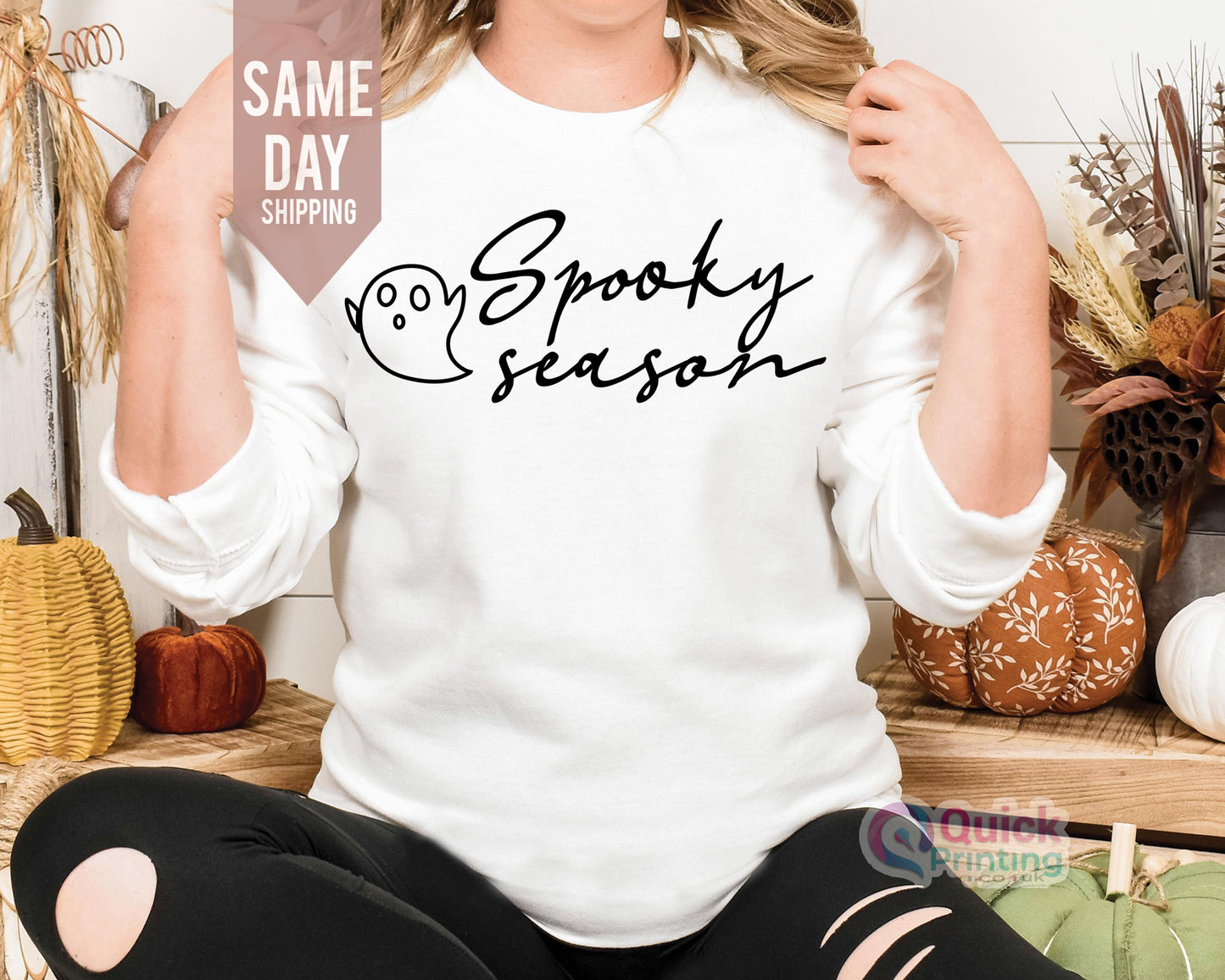 Cute Spooky Season Sweatshirt, Pumpkin Season T-Shirt, Women's Halloween Sweatshirt, Cute Fall Sweater, Gift For Halloween, Spooky Season T