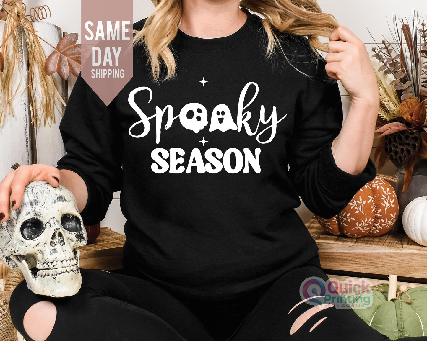 Cute Spooky Season Sweatshirt, Pumpkin Season T-Shirt, Women's Halloween Sweatshirt, Cute Fall Sweater, Gift For Halloween, Spooky Season T