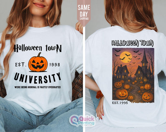 Halloweentown Est 1998 Graphic Tee: Vintage Halloween Spooky T-Shirt, 100% Cotton shirt Ladies S-3XL