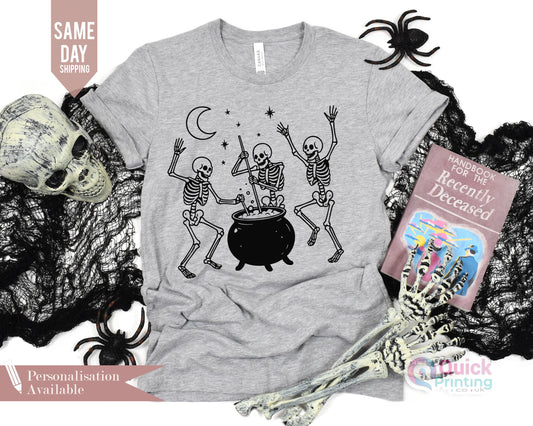 90s Style Dancing Skeleton Shirt: Funny Halloween Tee