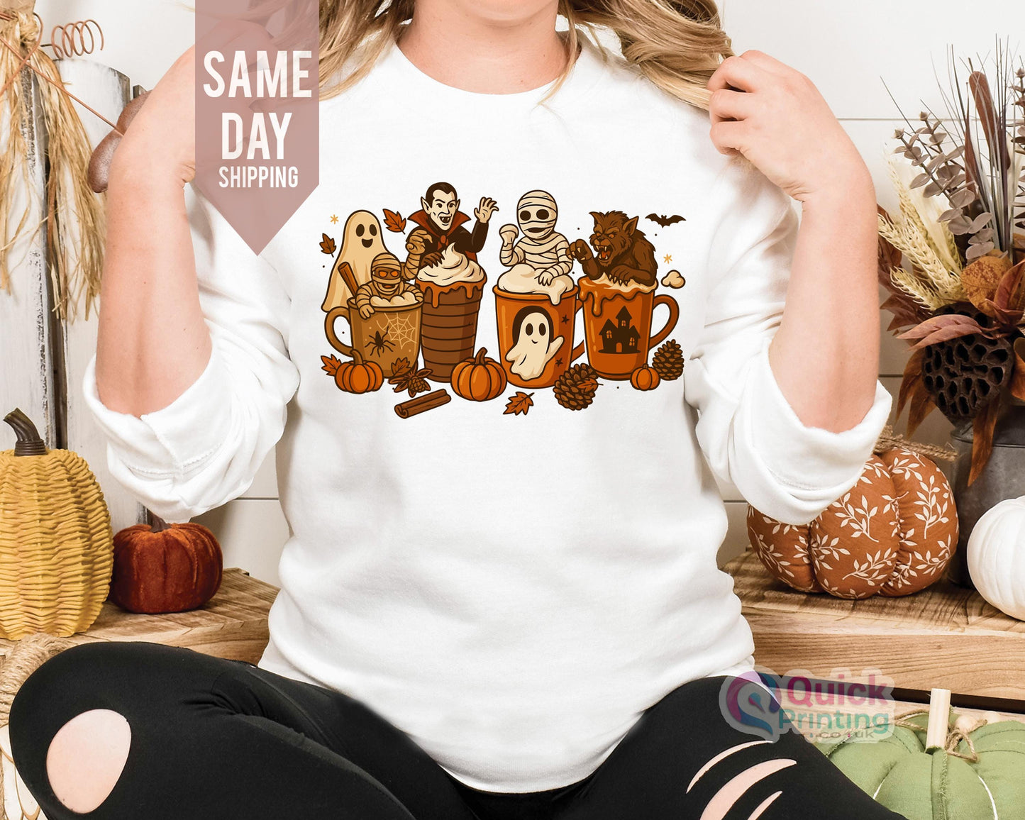 Skull Coffee Sweatshirt: Halloween Skeleton Jumper