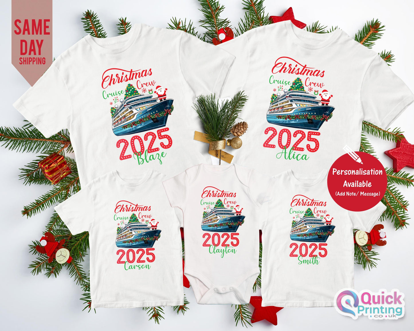 Personalized Christmas Cruise 2026 T-Shirt: Family Vacation Tee