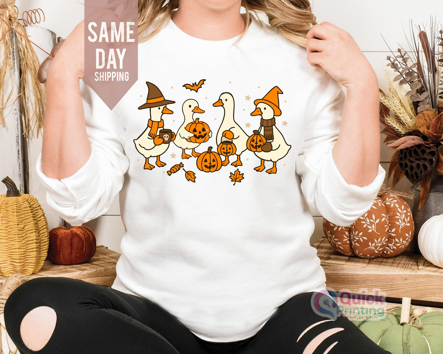 Goose Sweatshirt, Halloween Shirt, Cute Halloween Duck Shirt, Halloween Ghost Sweatshirt, Fall Shirt, Spooky Shirt, Pumpkin Costume Shirt