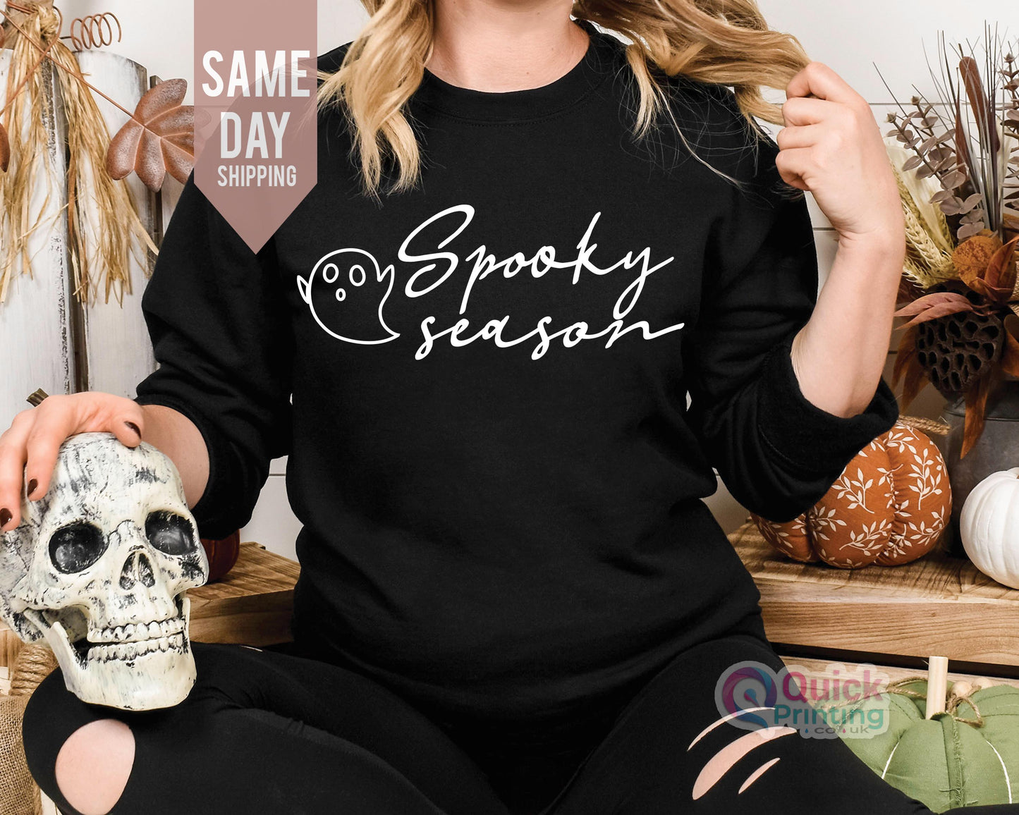 Cute Spooky Season Sweatshirt, Pumpkin Season T-Shirt, Women's Halloween Sweatshirt, Cute Fall Sweater, Gift For Halloween, Spooky Season T