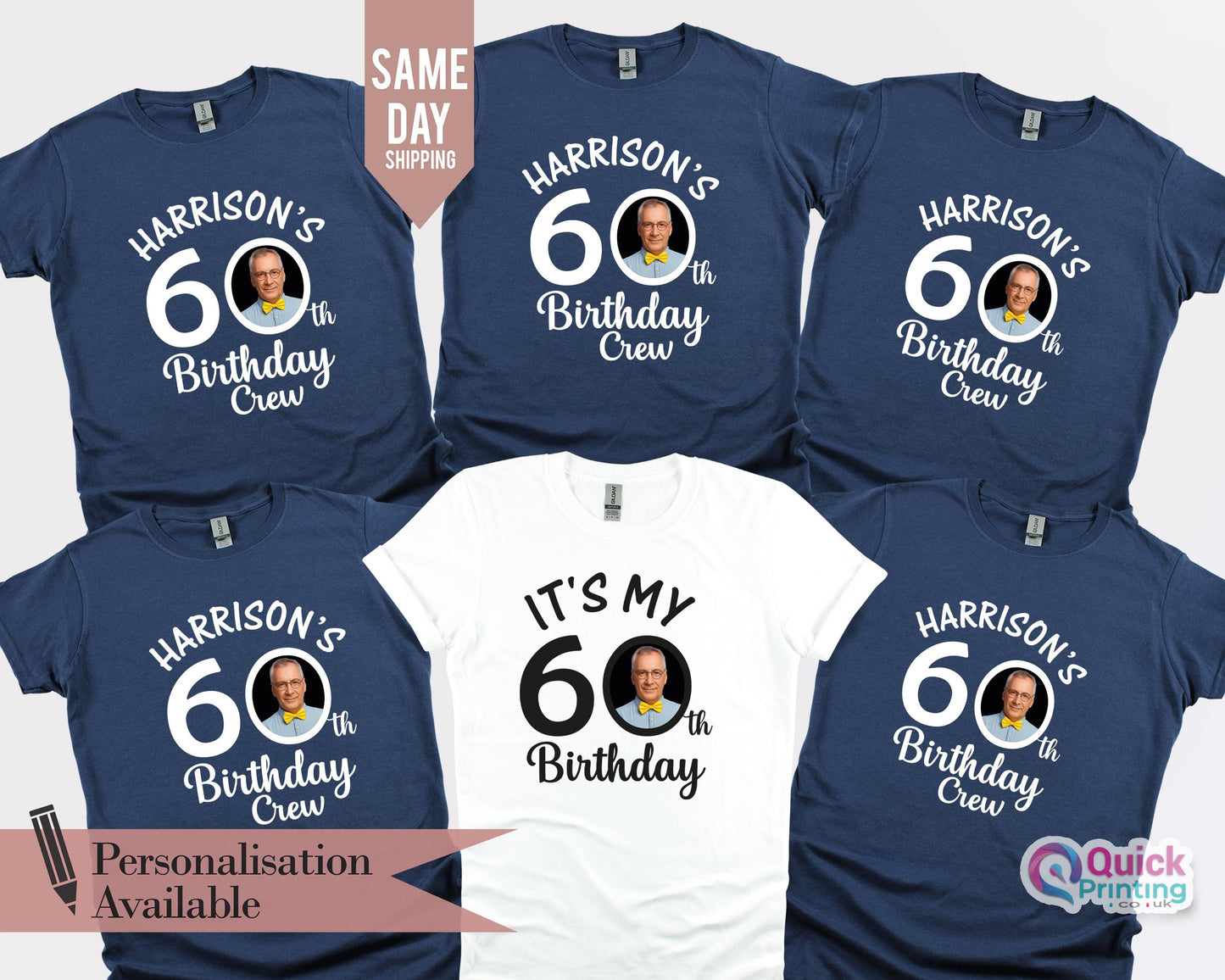 Personalized Photo Birthday Shirt: Custom Face & Name, Soft Cotton Tee