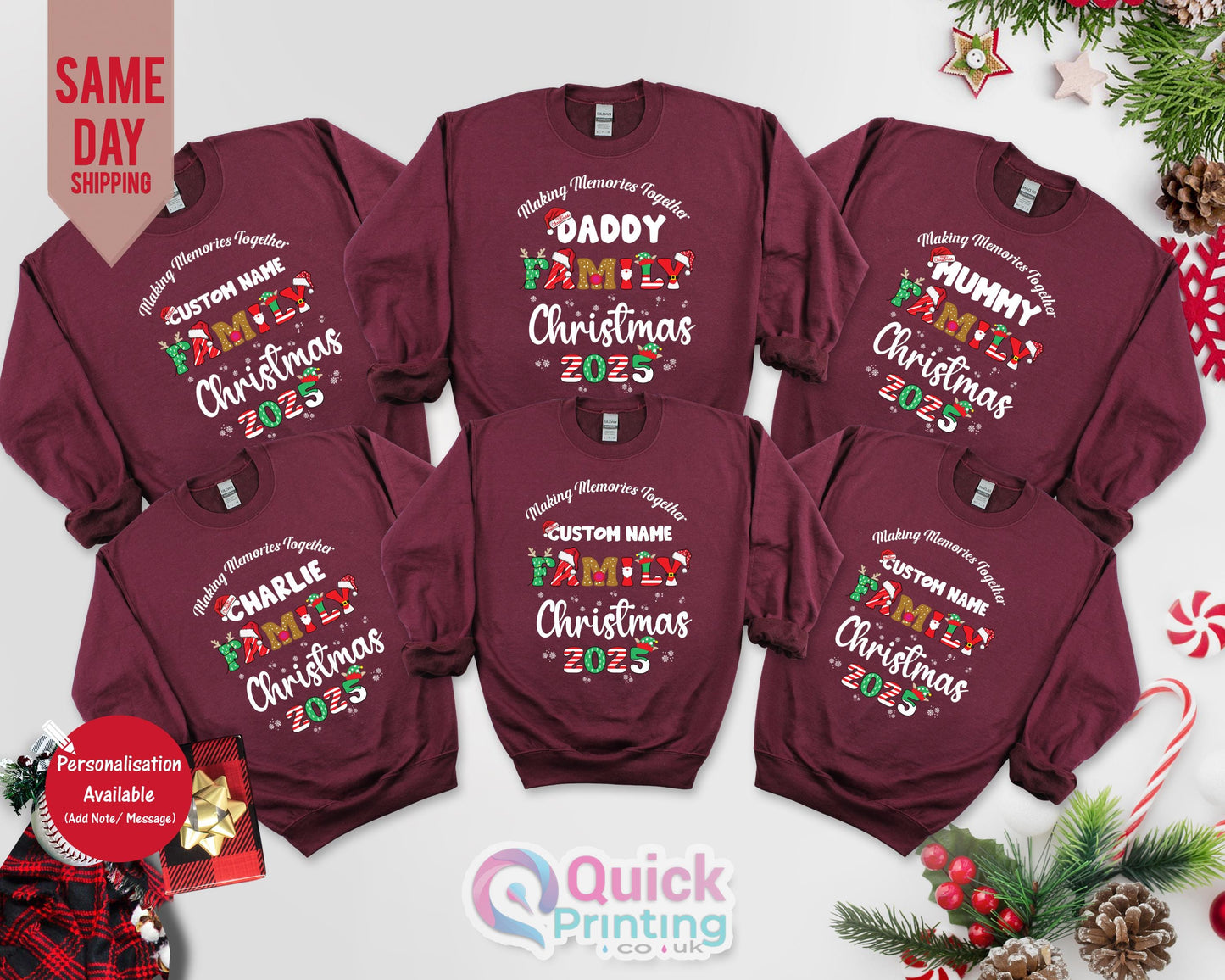 Personalized Family Christmas Sweatshirt: Custom Matching Xmas Jumper