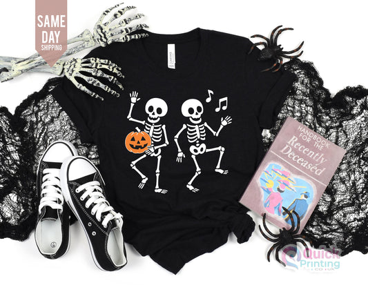 Dancing Skeleton Halloween Shirt: Soft Cotton Kids Tee