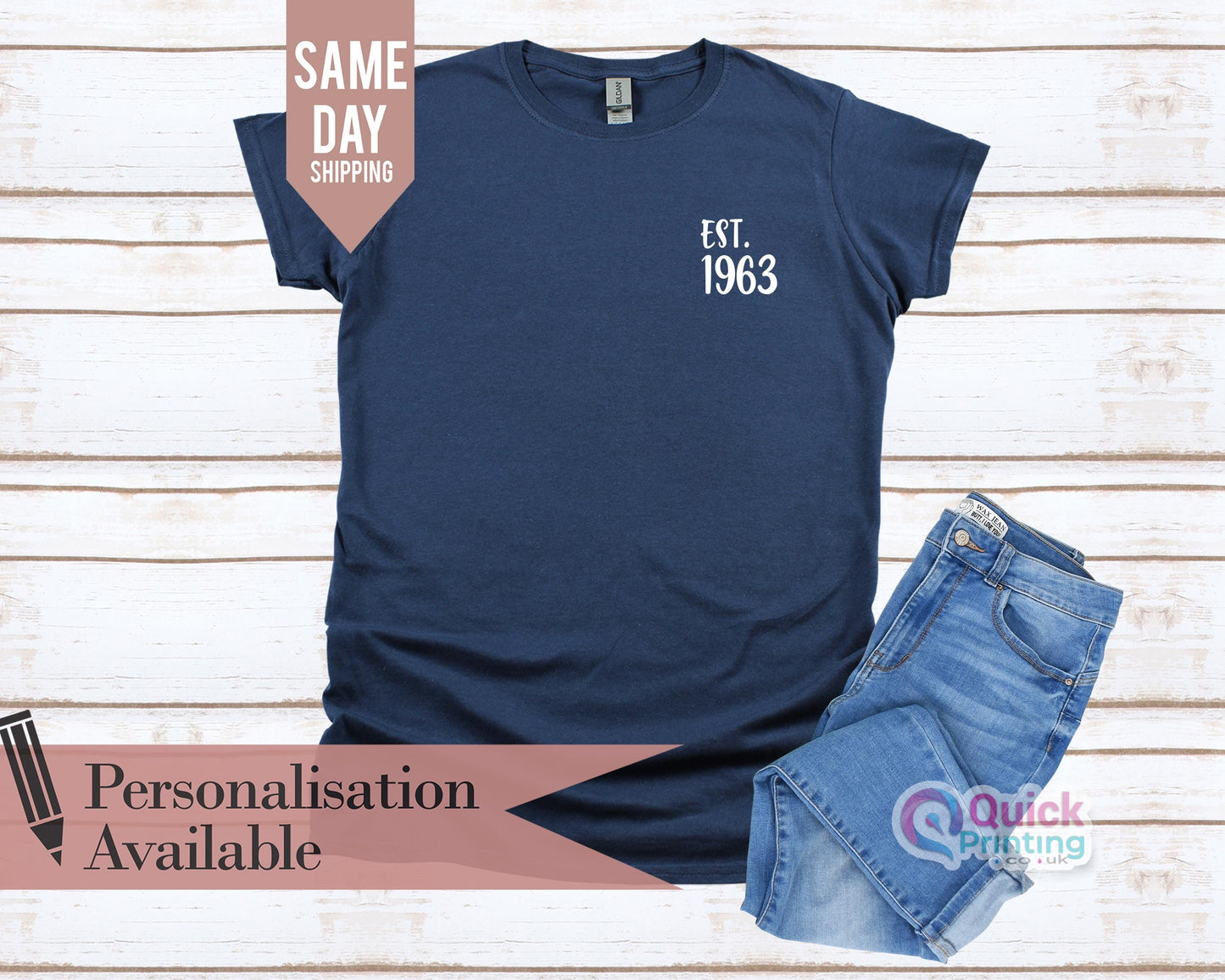 1965 Birthday T-Shirt: 60th Birthday Gift, Vintage Chest Design