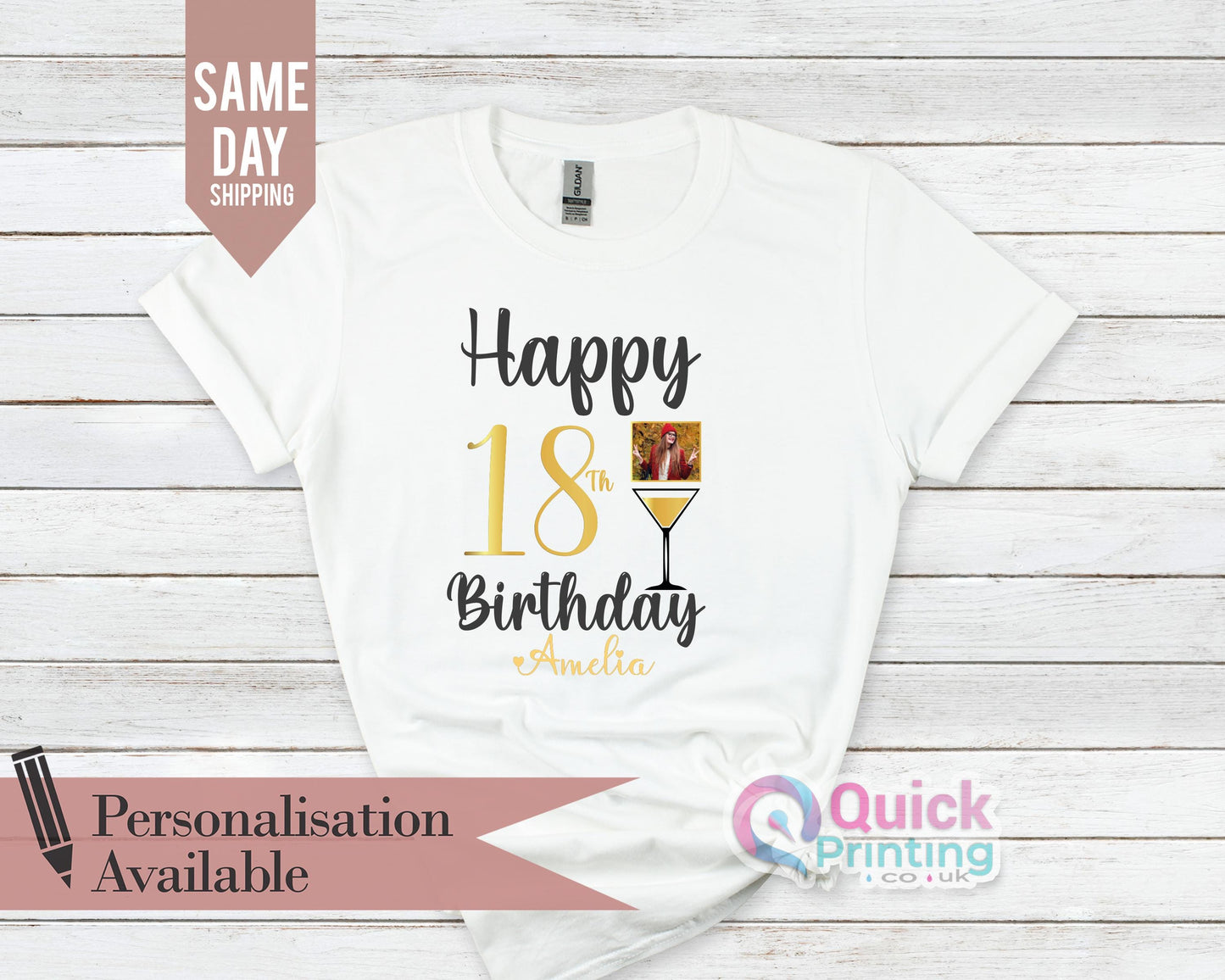 Custom 18th Birthday Photo T-Shirt: Personalized Face Party Tee