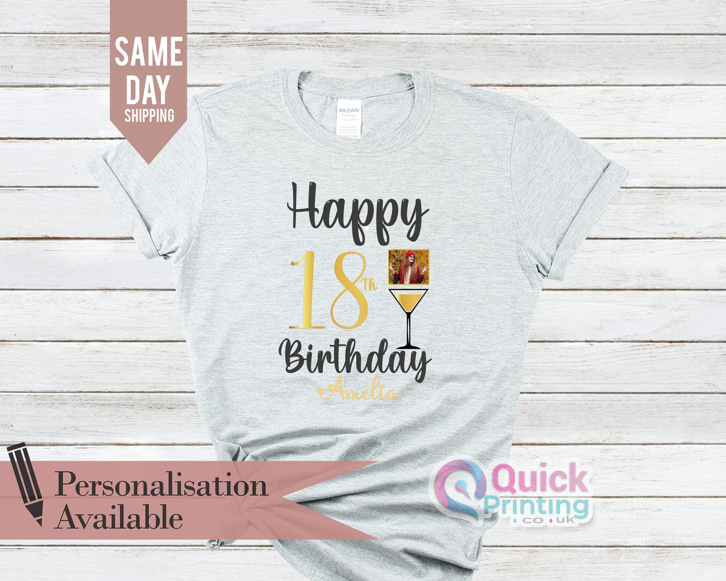 Custom 18th Birthday Photo T-Shirt: Personalized Face Party Tee