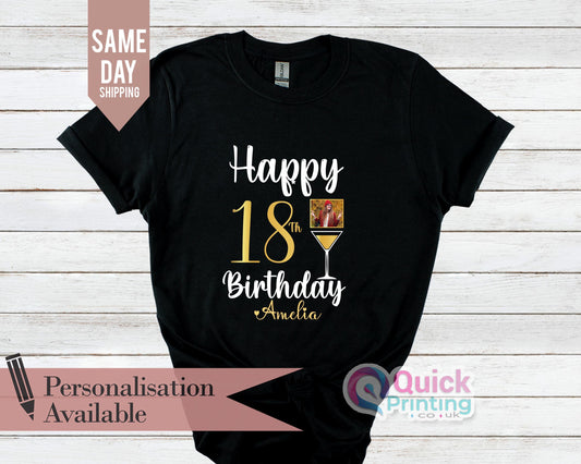 Custom 18th Birthday Photo T-Shirt: Personalized Face Party Tee