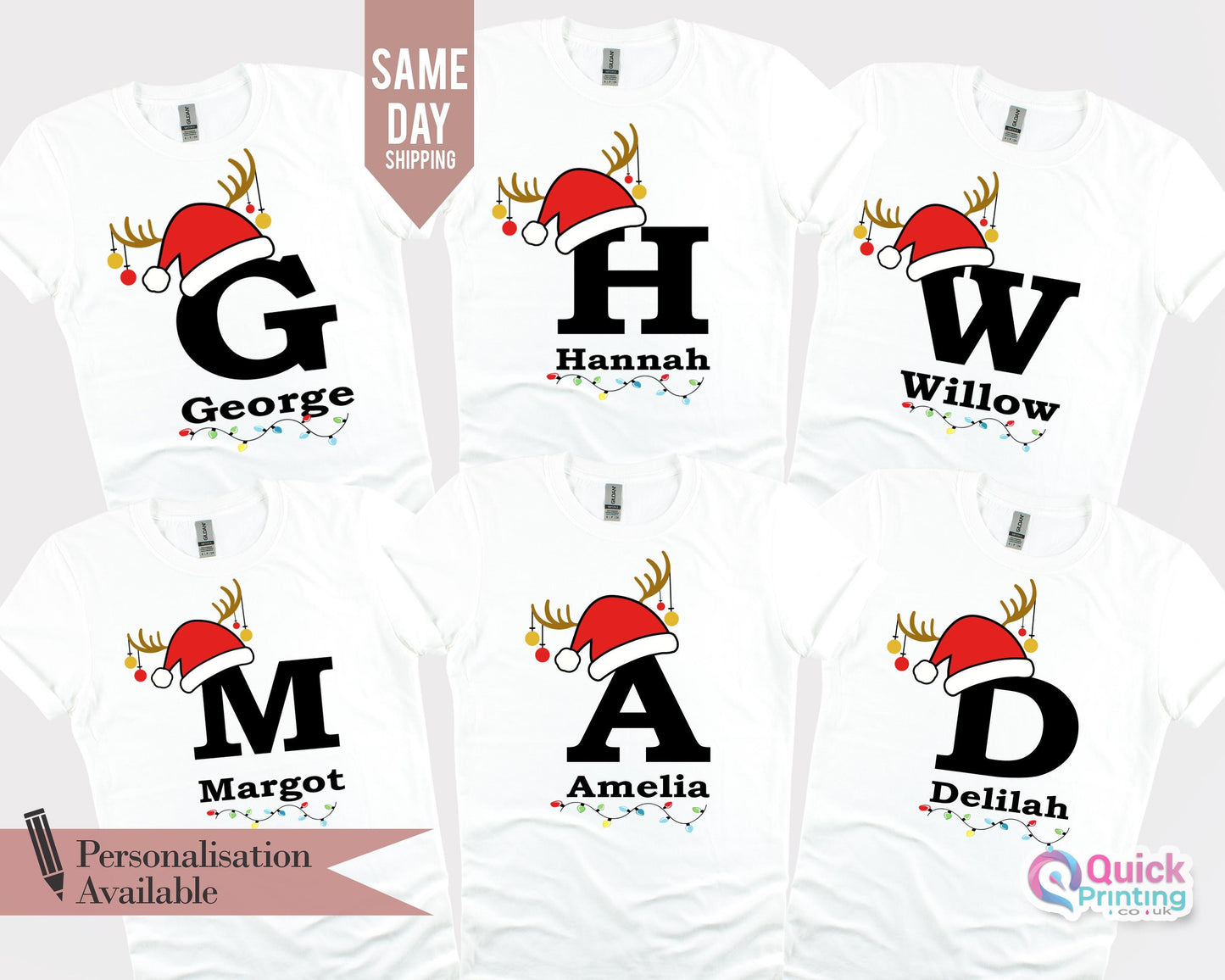 Personalized Christmas Alphabet Family Shirt: Custom Xmas Tee