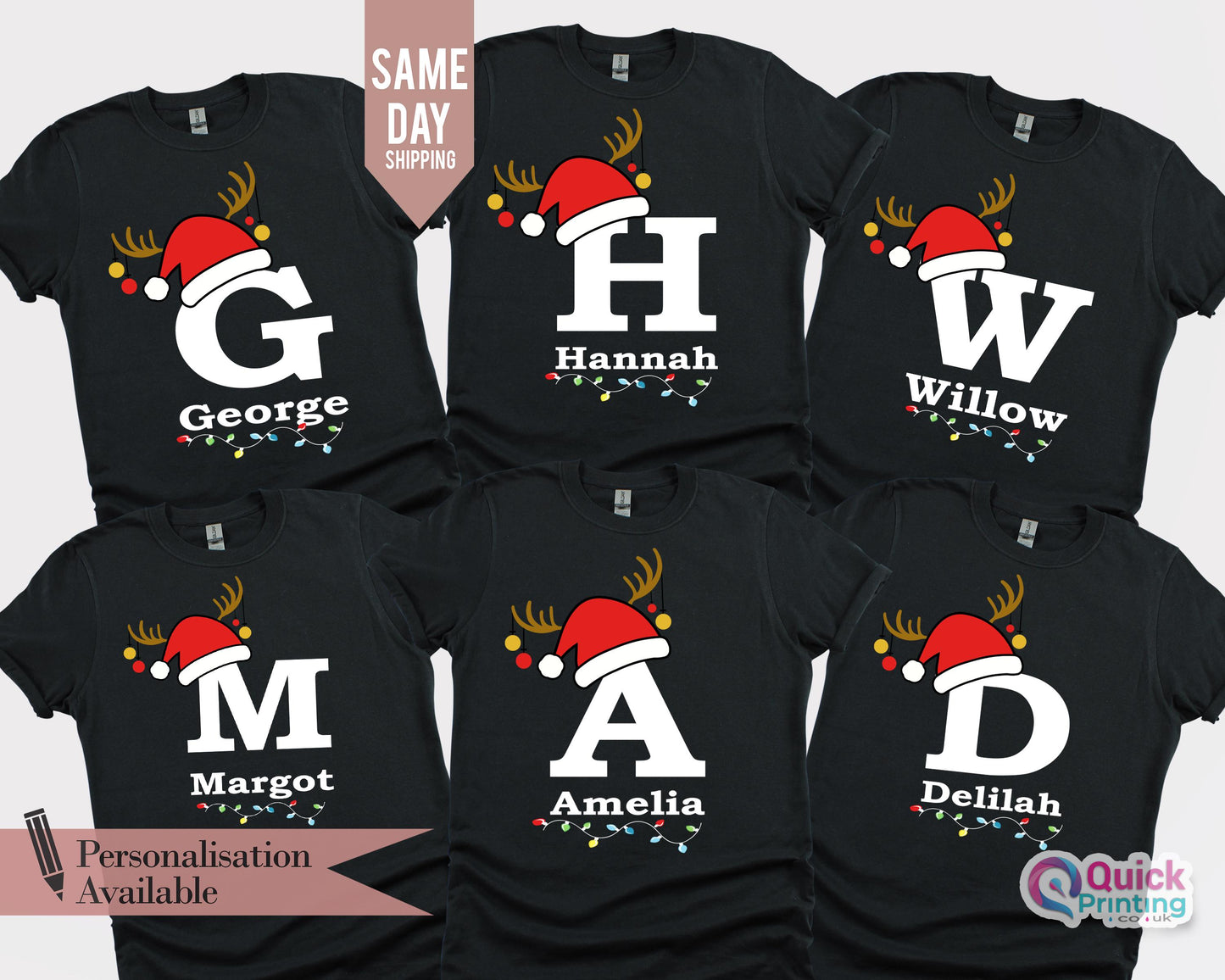 Christmas Alphabet Shirt, Custom Christmas Family Name 2026 Shirt, Christmas Shirts, family pajamas, Personalised Christmas Shirt, Xmas Tee