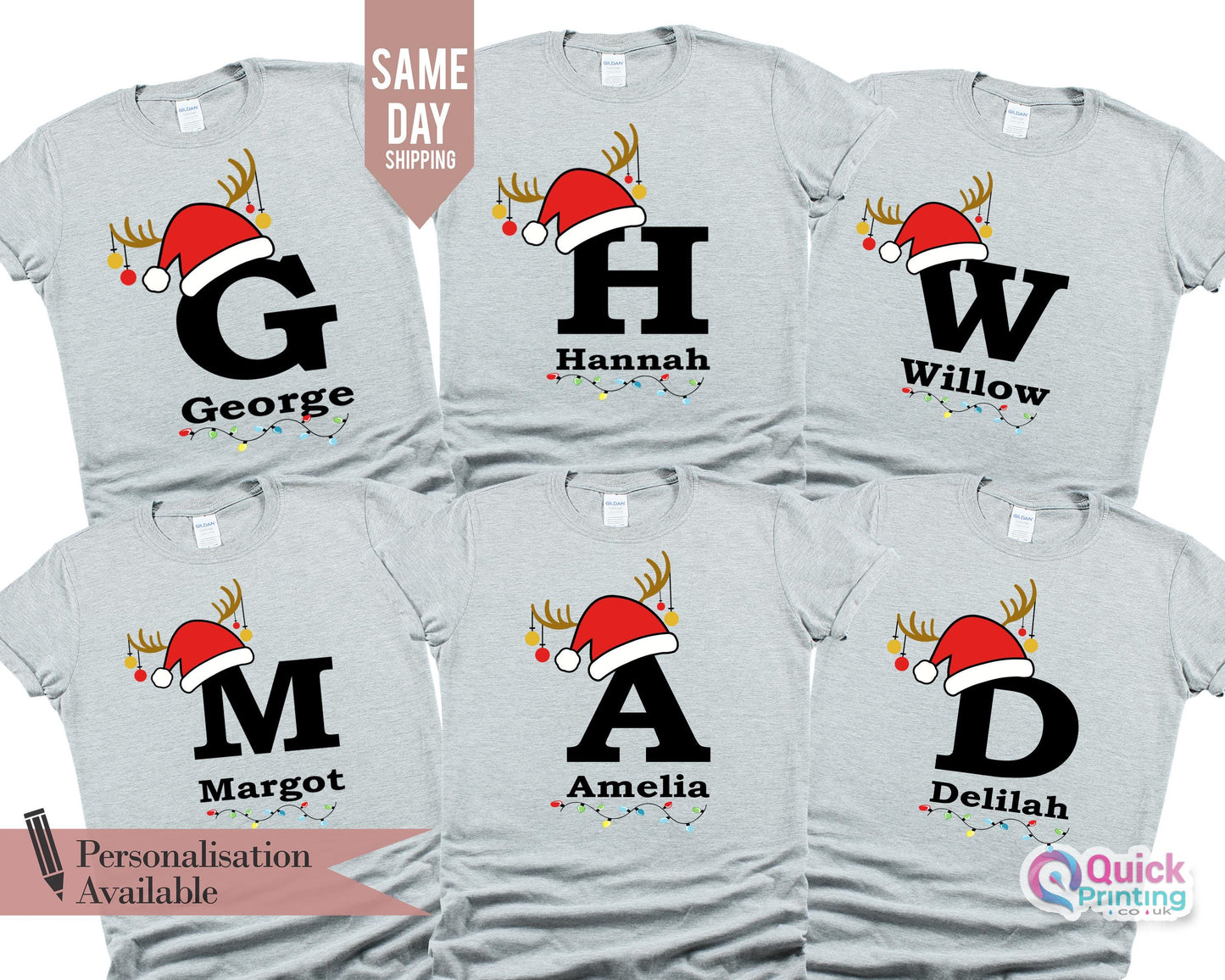 Personalized Christmas Alphabet Family Shirt: Custom Xmas Tee