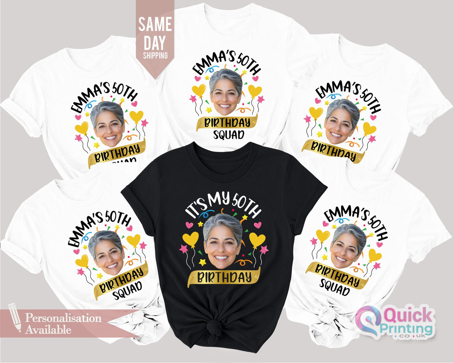 50th Birthday Photo Shirt: Custom Face Party T-Shirt