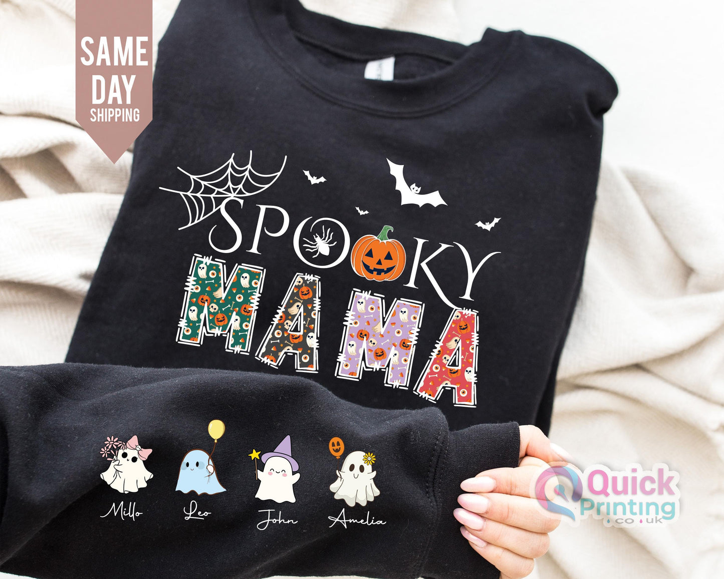 Spooky Mama Halloween Sweatshirt: Personalized Mommy Shirt