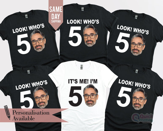 Look Who's Fifty, Custom 50th Birthday Photo Shirt, 50th Birthday Group Shirts, Turning 50 Birthday Custom Face Shirt, Personalised T-shirt