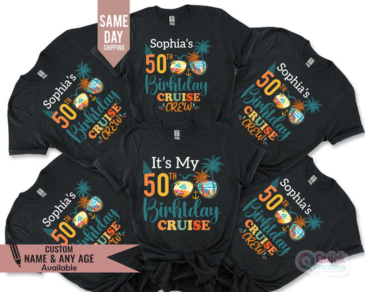 Personalized Birthday Cruise Crew Shirt, Cruise T-shirt, Customized 50th T-shirt, Family Birthday Travel Shirt, Birthday Cruise Squad Tee