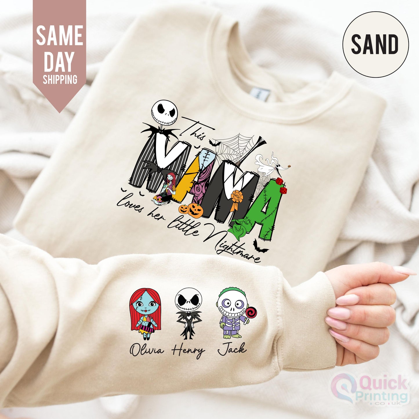 Mama Halloween Hoodie: Spooky Nightmare Design, Cotton-Poly Blend