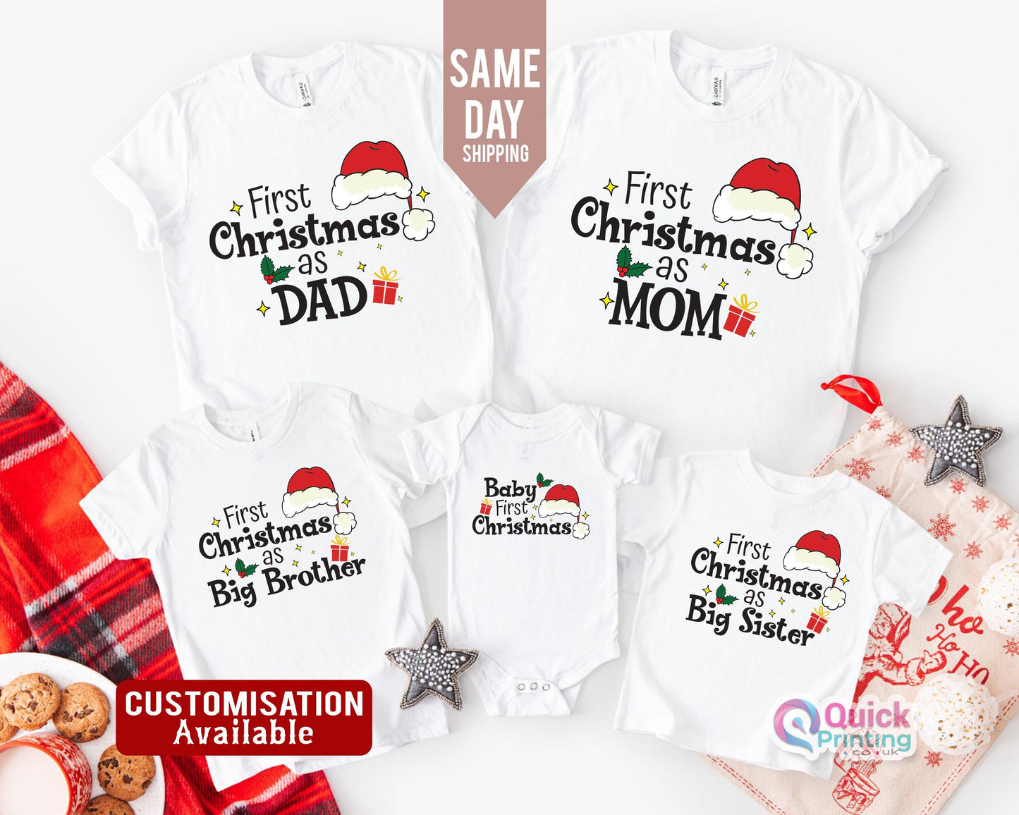 My First Christmas Shirt, 1st Christmas Matching Family Shirt, Xmas Family Shirt, First Christmas as Mom Tee 2026, Custom Family Christmas T