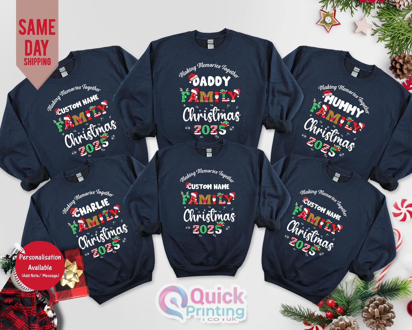 Personalized Family Christmas Sweatshirt: Custom Matching Xmas Jumper