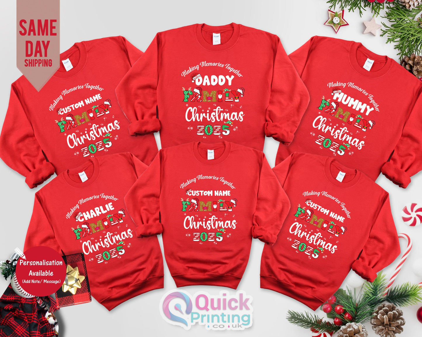 Personalized Family Christmas Sweatshirt: Custom Matching Xmas Jumper