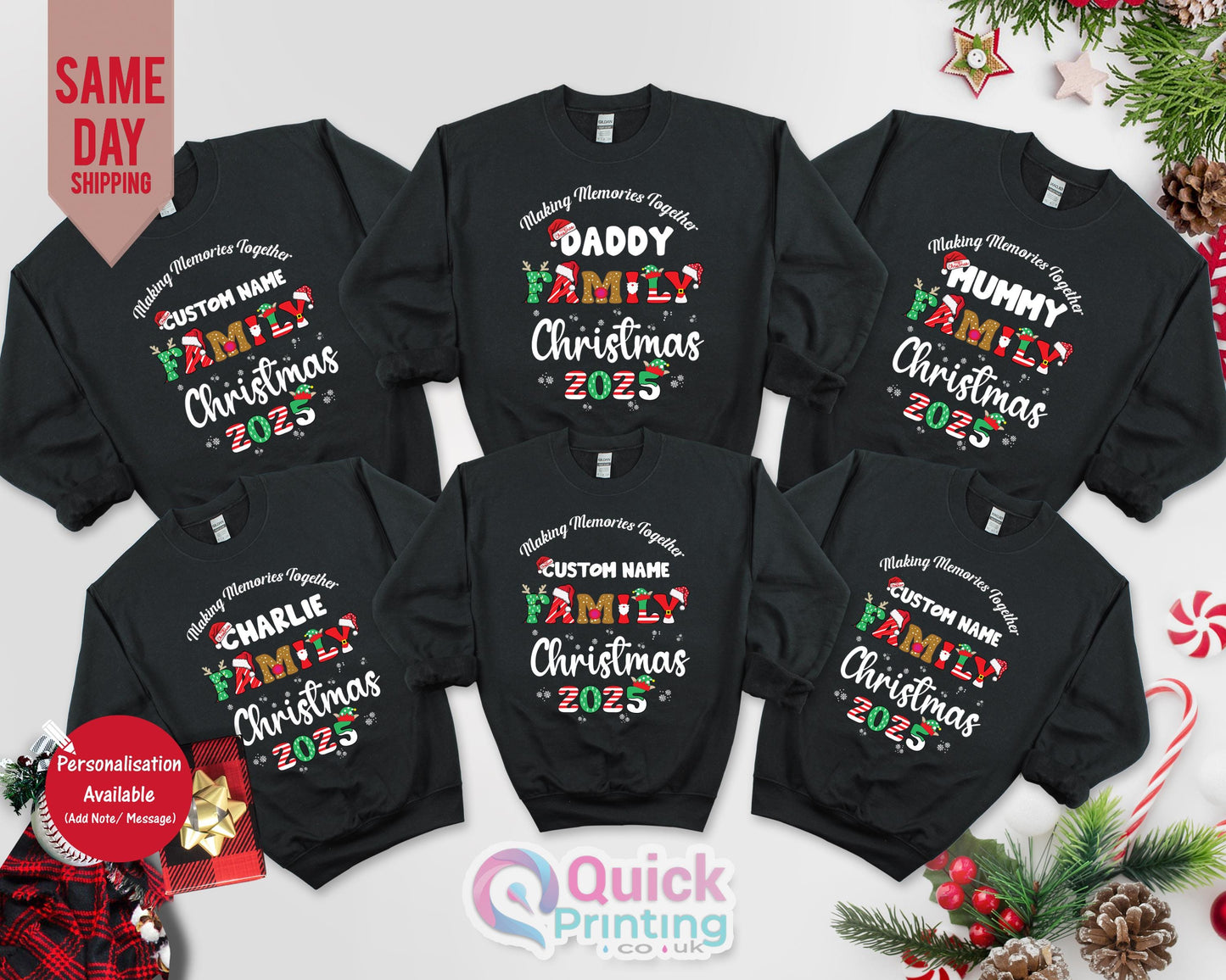 Personalized Family Christmas Sweatshirt: Custom Matching Xmas Jumper