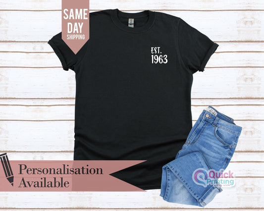 1965 Birthday T-Shirt: 60th Birthday Gift, Vintage Chest Design