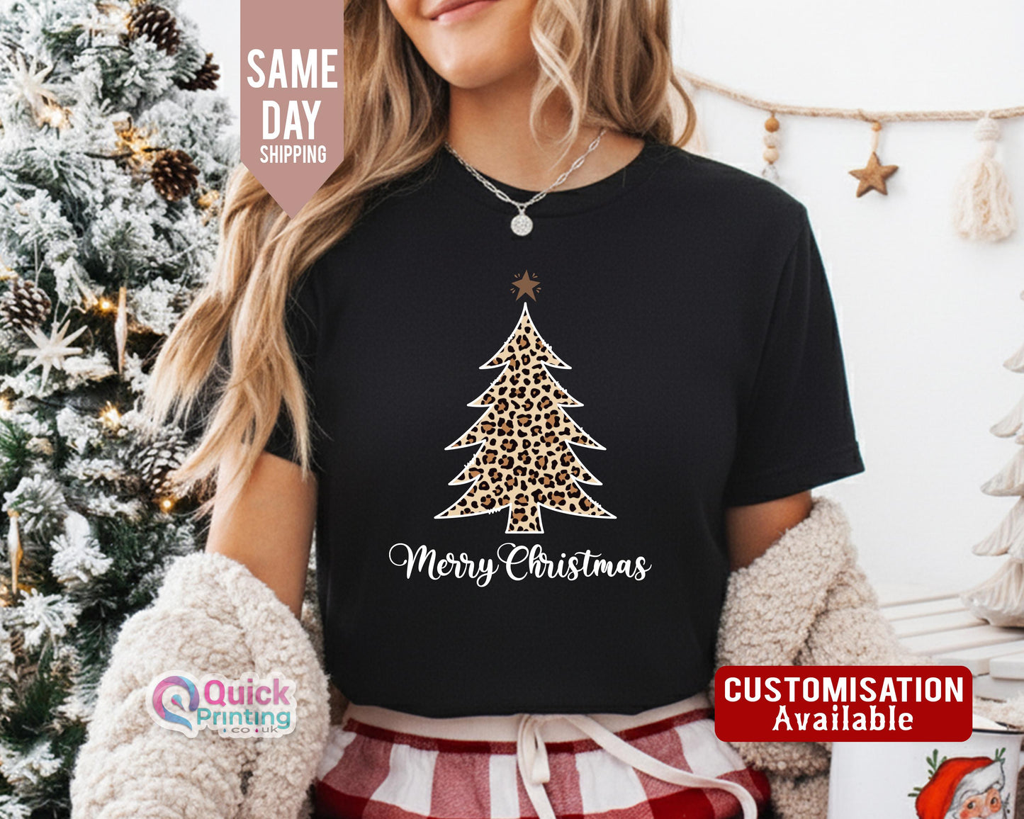 Leopard Print Christmas Tree T-shirt, Leopard Print Merry Christmas shirt, Animal Print Shirt, Merry Christmas Shirt,Merry Christmas T-shirt